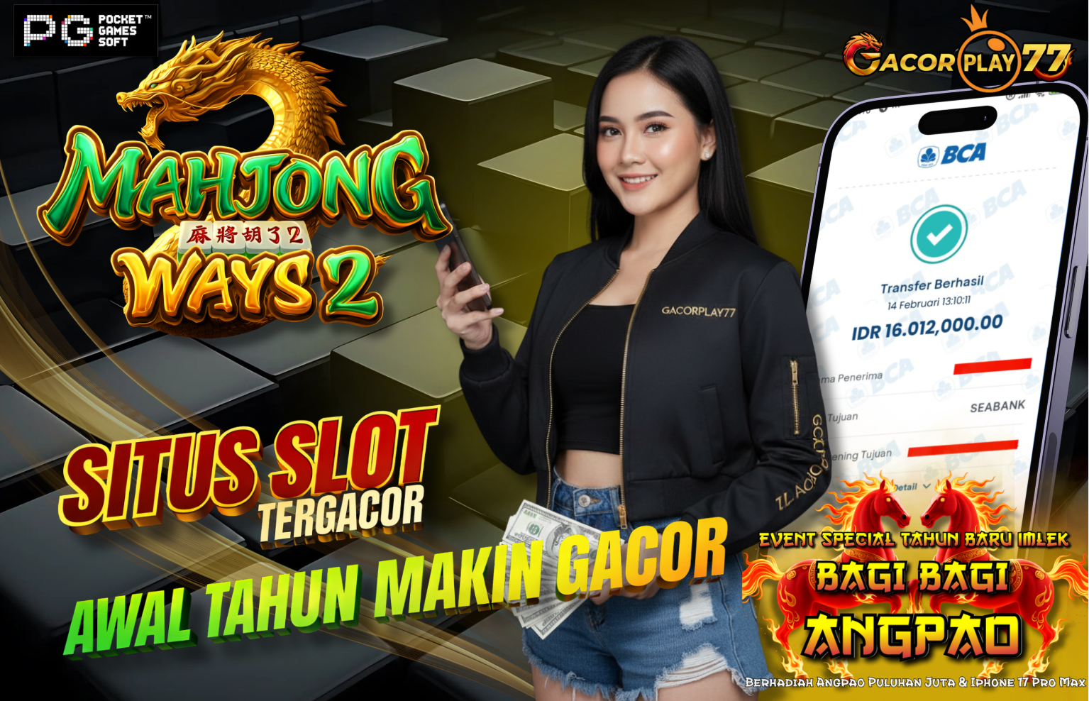 Selamat kepada user id : unt***hk Wede Rp16.012.000 di Game MAHJONG WAYS 2 PG SOFT Cair Gk Sampe 1 Menit! Menang Mudah di Gacorplay77